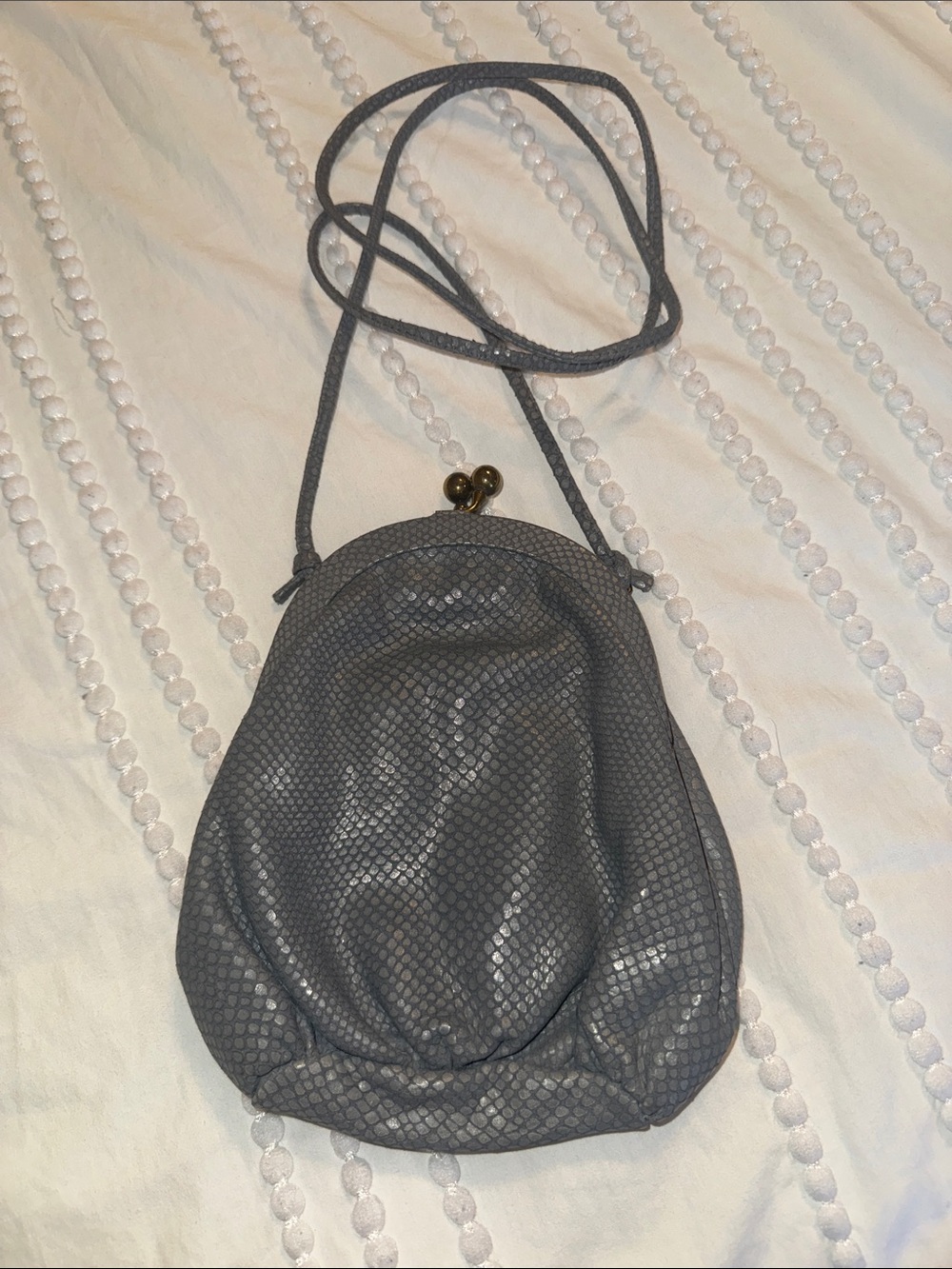 Gray Textured Crossbody Bag - Women's Shoulder Purse